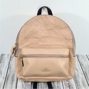 Coach Beige Signature Backpack
